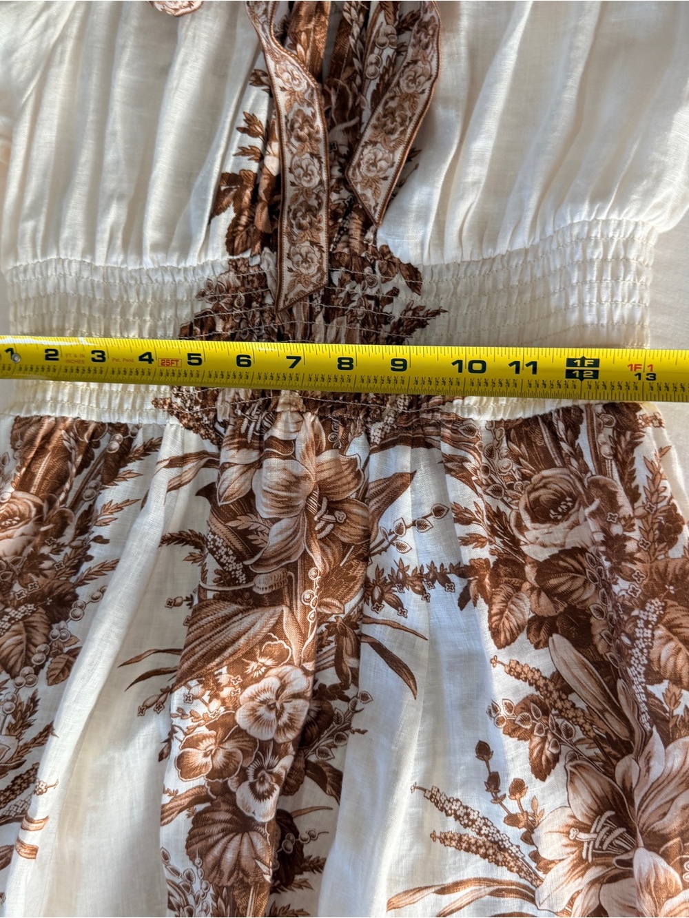 Zimmermann Cream Maxi Dress with Brown Floral Print - Picture 8 of 9